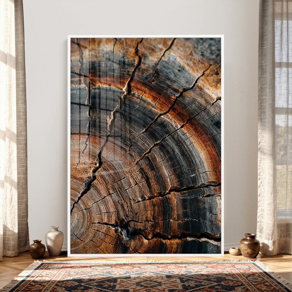 Abstract Tree Rings Wall Art Canvas Print, Wood Grain Rings Artwork