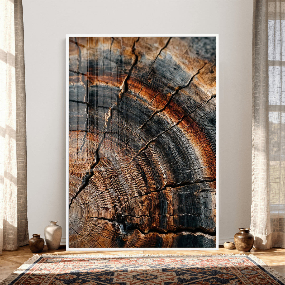 Abstract Tree Rings Wall Art Canvas Print, Wood Grain Rings Artwork