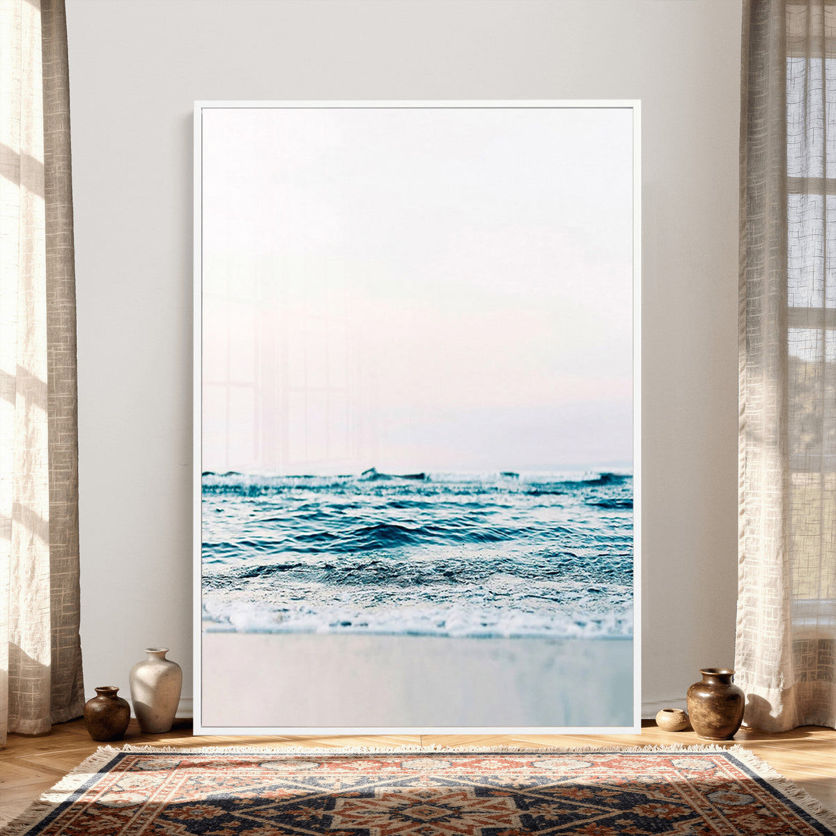 Ocean Wave Wall Art Canvas Print, Minimal Seascape