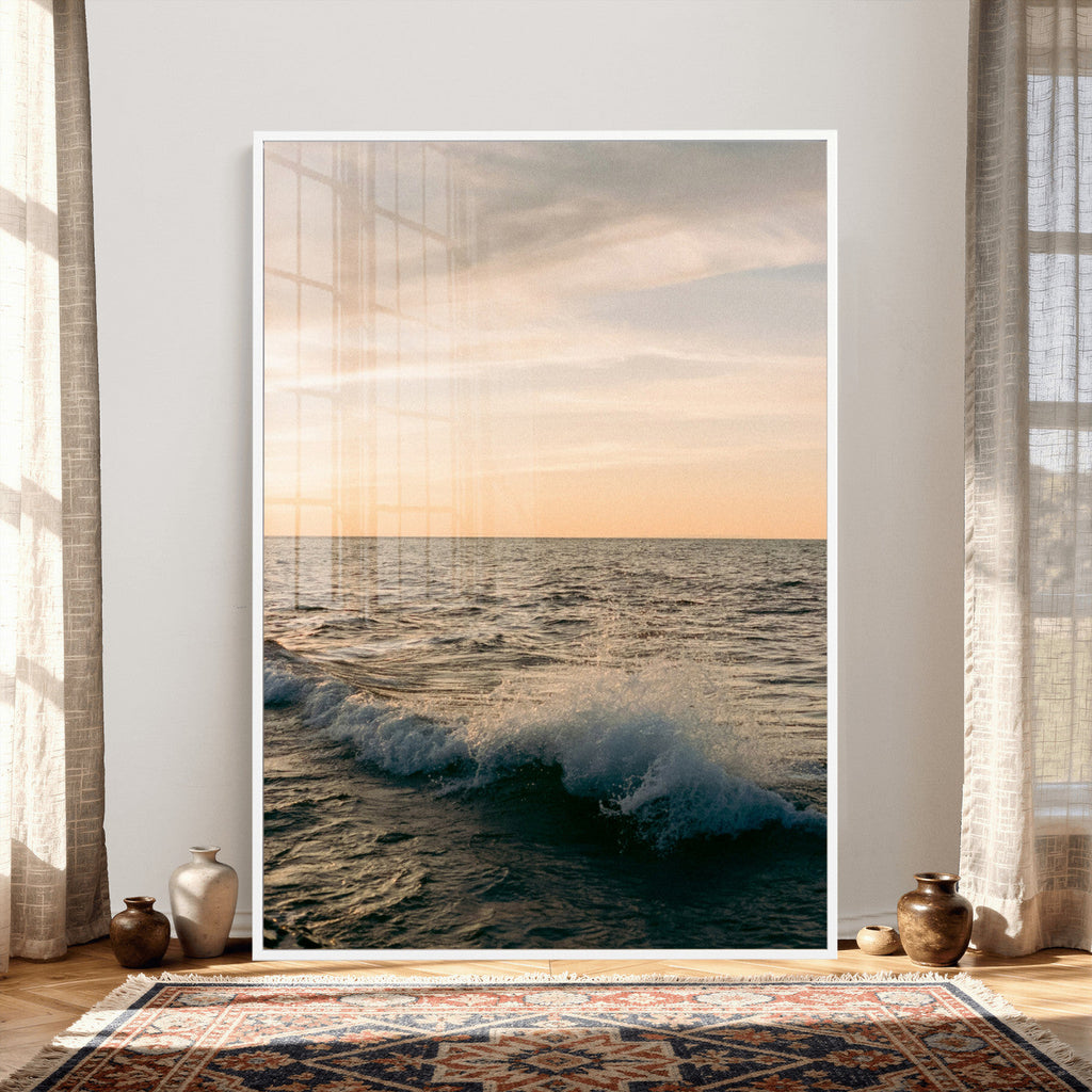 Ocean Wave Wall Art Canvas Print, Calm Coastal Nature Decor