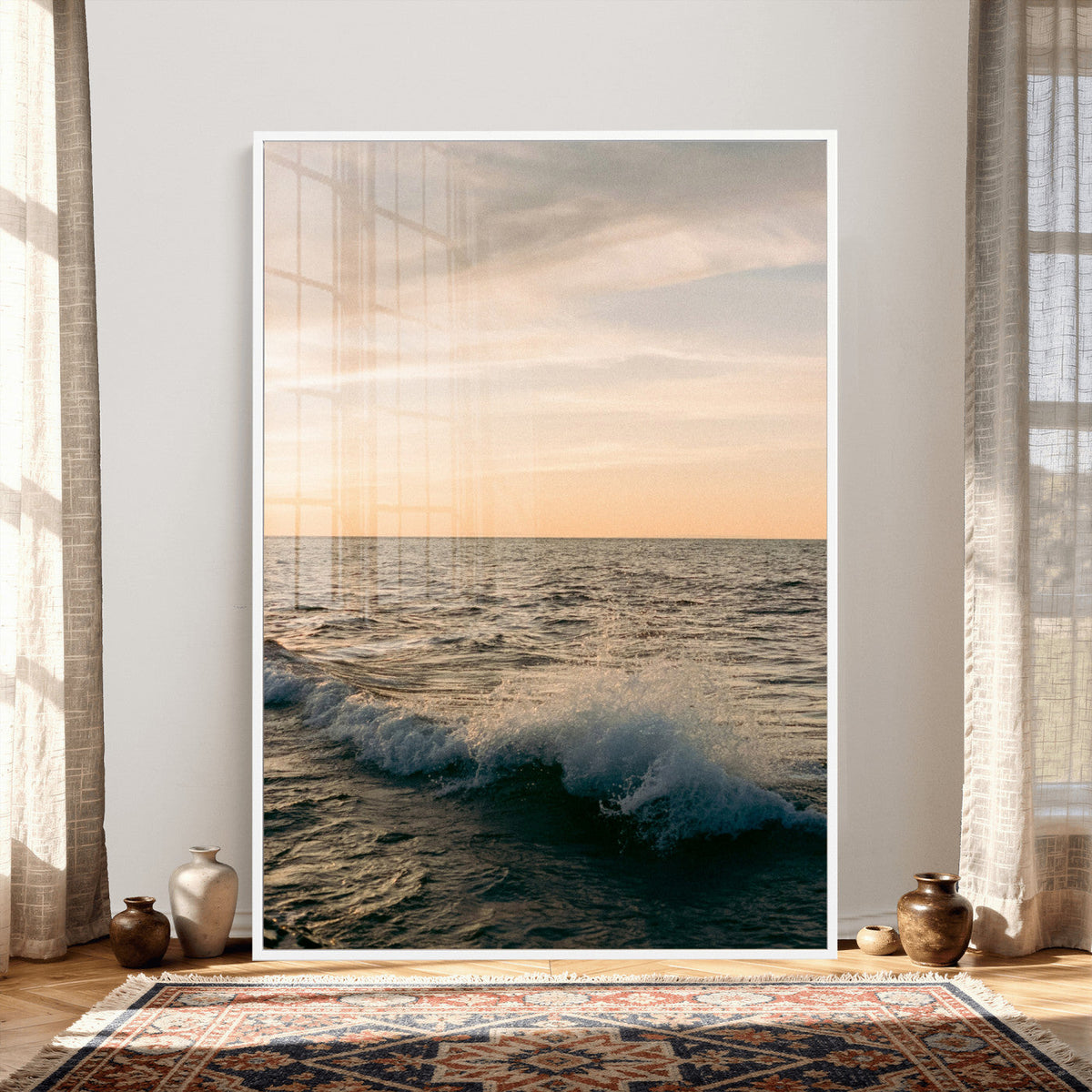 Ocean Wave Wall Art Canvas Print, Calm Coastal Nature Decor
