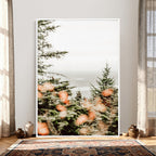 Fall Forest Wall Art Canvas Print | Soft Evergreen Woodland