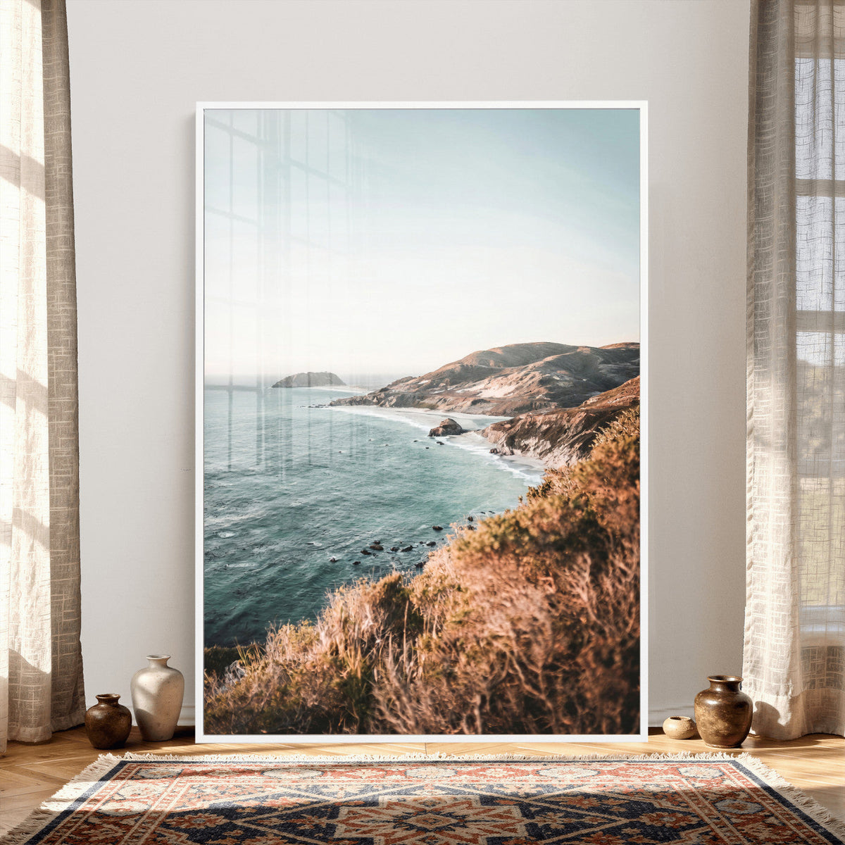 Coastal Cliffs Canvas Wall Art, Ocean Shoreline Photography