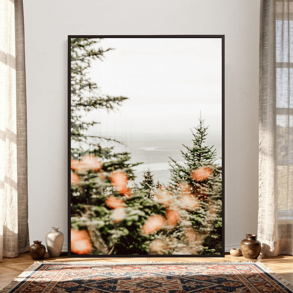 Fall Forest Wall Art Canvas Print | Soft Evergreen Woodland