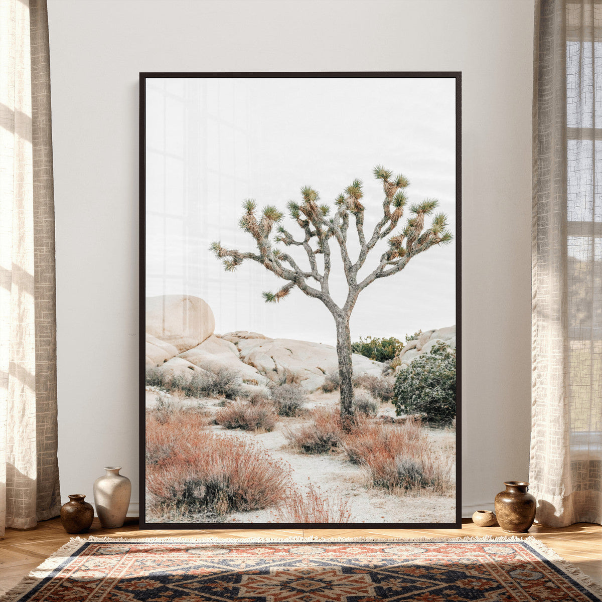 Joshua Tree Desert Wall Art Canvas Print, Minimal Southwest Landscape