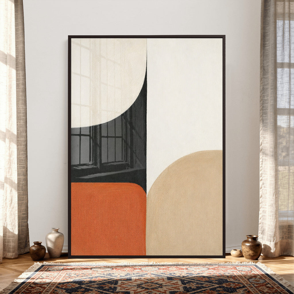 Geometric Abstract Wall Art Canvas Print, Orange Blue