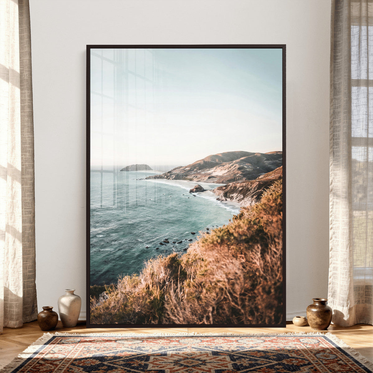 Coastal Cliffs Canvas Wall Art, Ocean Shoreline Photography