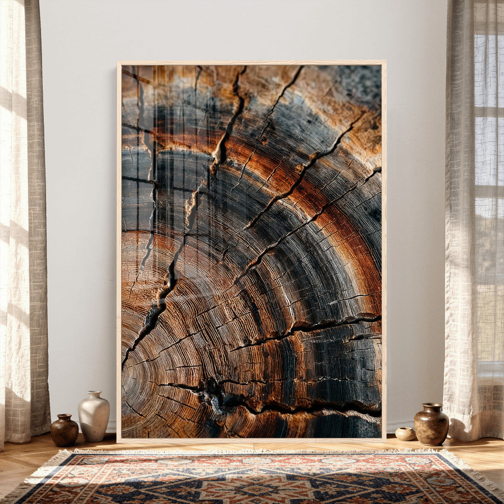 Abstract Tree Rings Wall Art Canvas Print, Wood Grain Rings Artwork