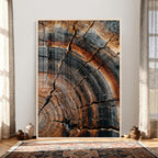 Abstract Tree Rings Wall Art Canvas Print, Wood Grain Rings Artwork