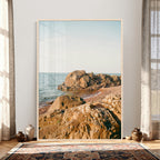 Rocky Coastline Wall Art Canvas Print, Minimal Coastal Landscape