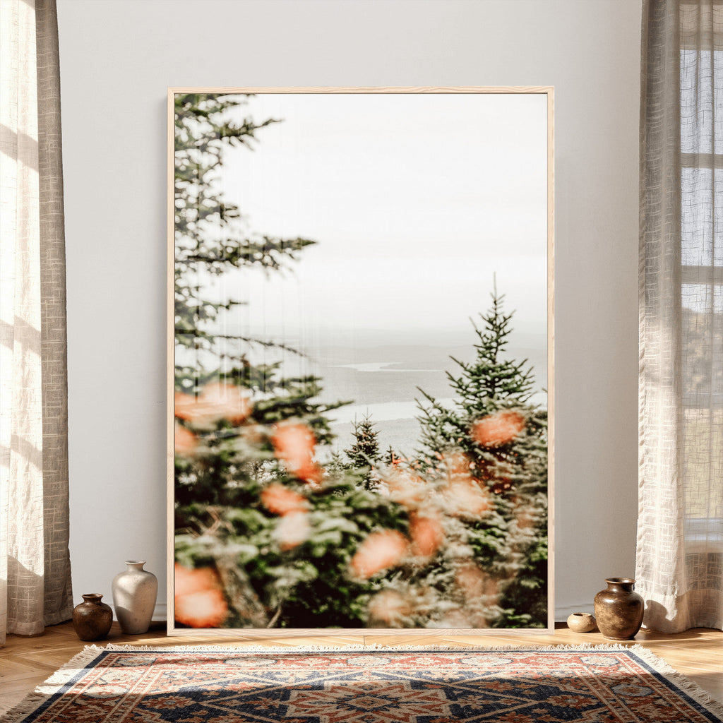 Fall Forest Wall Art Canvas Print | Soft Evergreen Woodland
