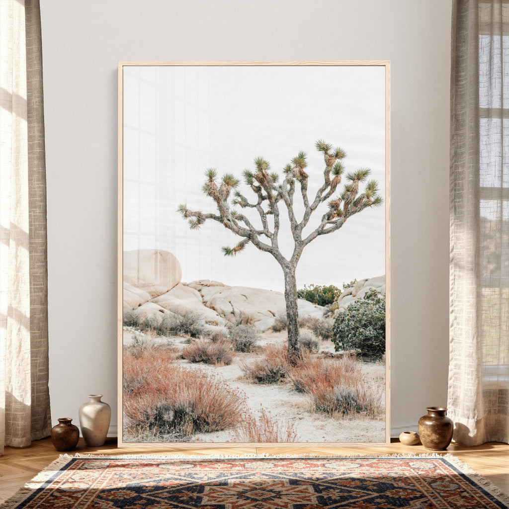 Joshua Tree Desert Wall Art Canvas Print, Minimal Southwest Landscape