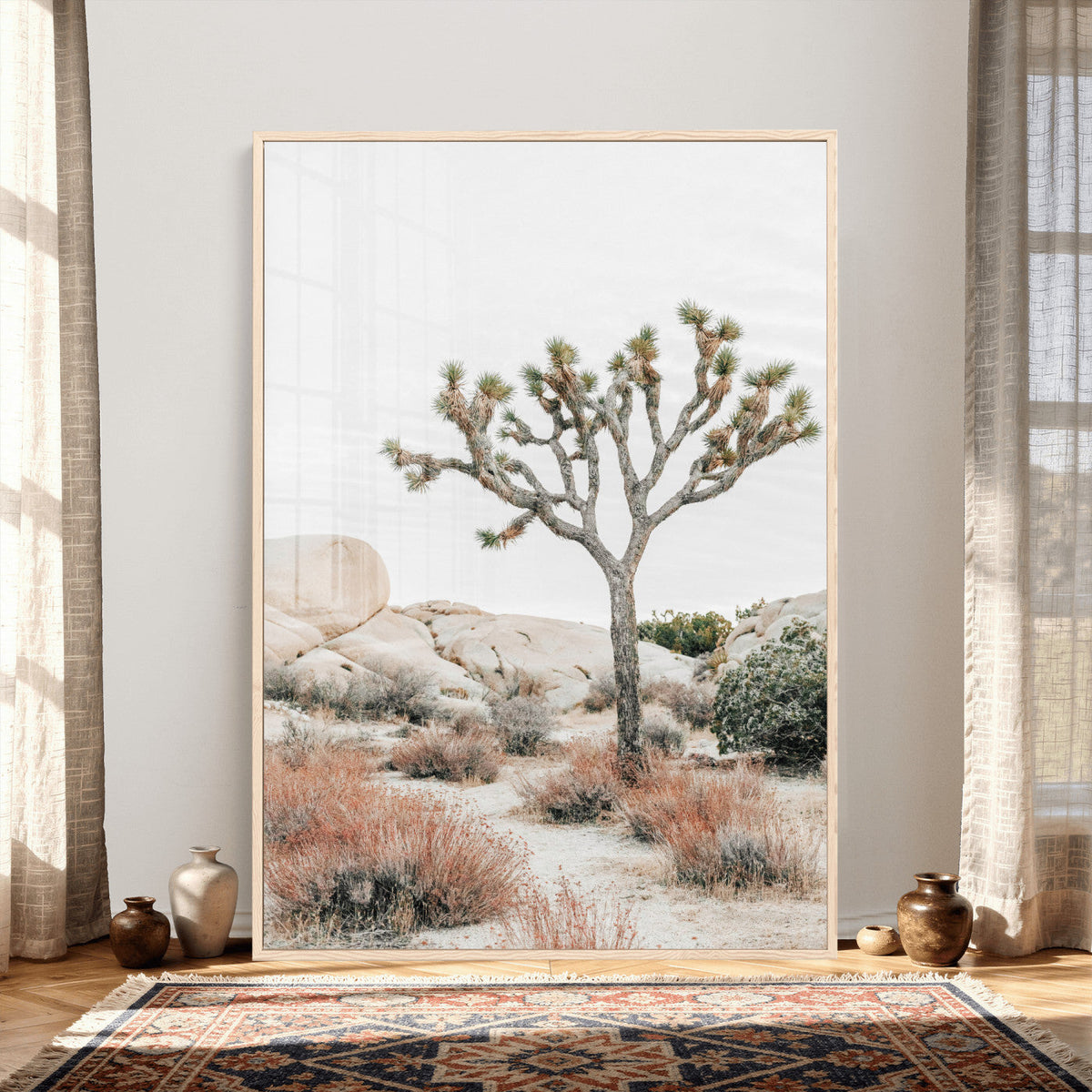 Joshua Tree Desert Wall Art Canvas Print, Minimal Southwest Landscape