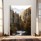 Autumn Forest Mountain Wall Art Canvas Print, Nature Landscape