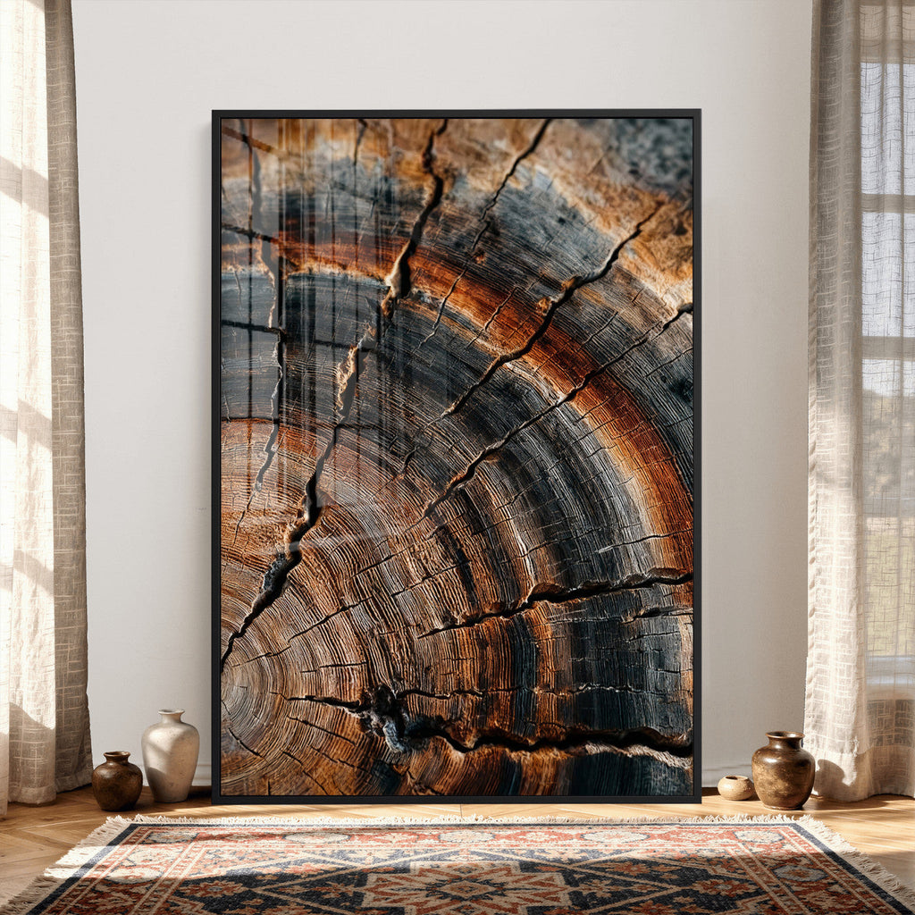 Abstract Tree Rings Wall Art Canvas Print, Wood Grain Rings Artwork