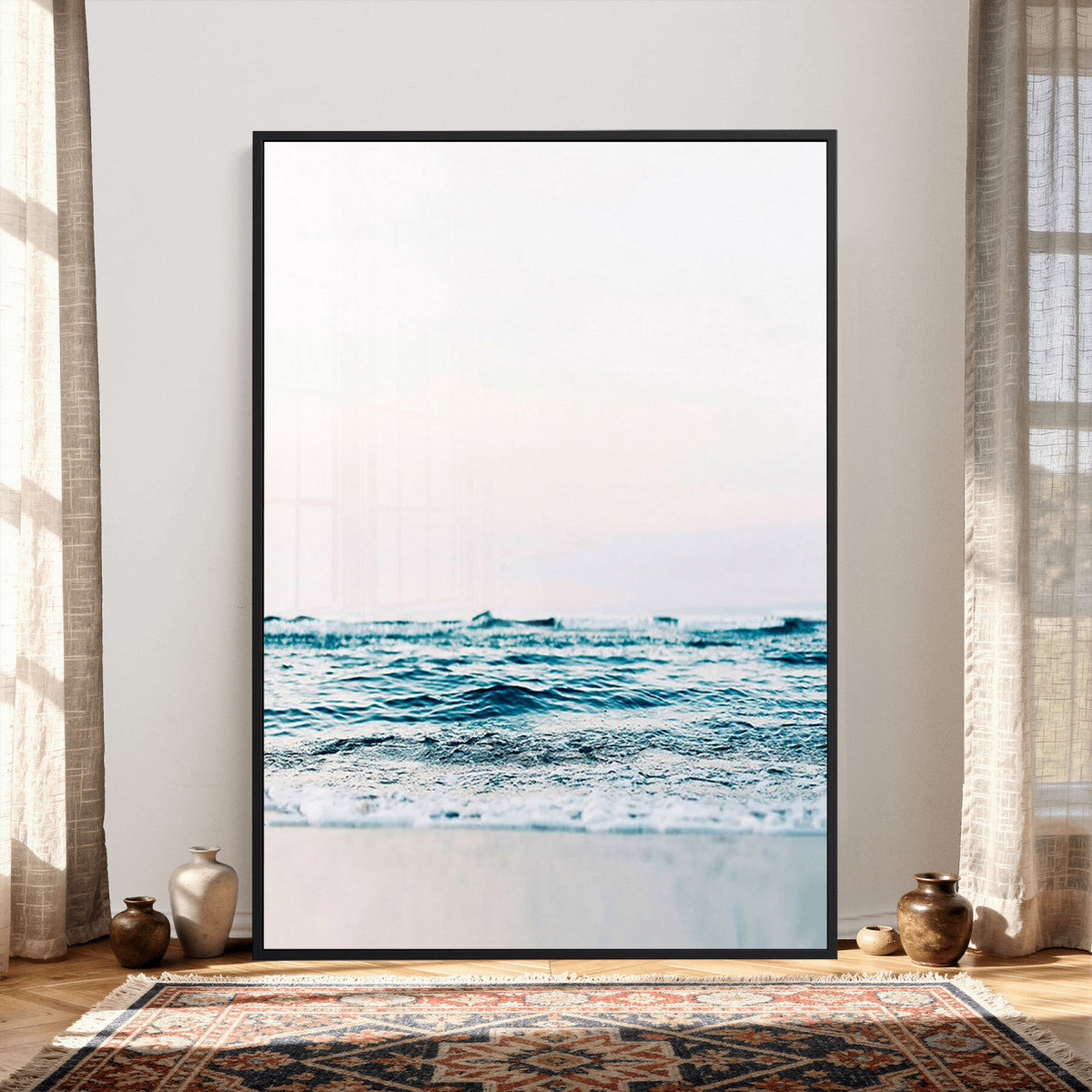 Ocean Wave Wall Art Canvas Print, Minimal Seascape
