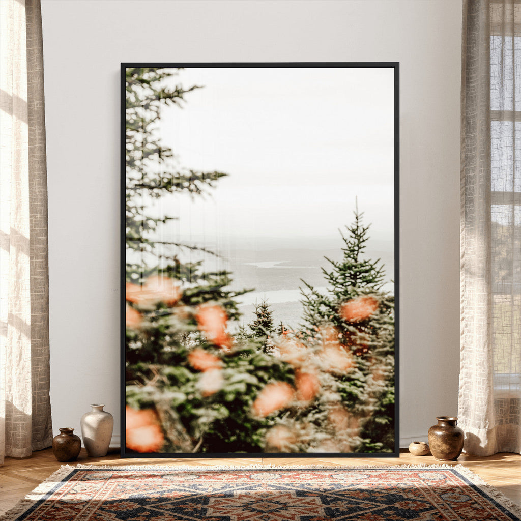 Fall Forest Wall Art Canvas Print | Soft Evergreen Woodland