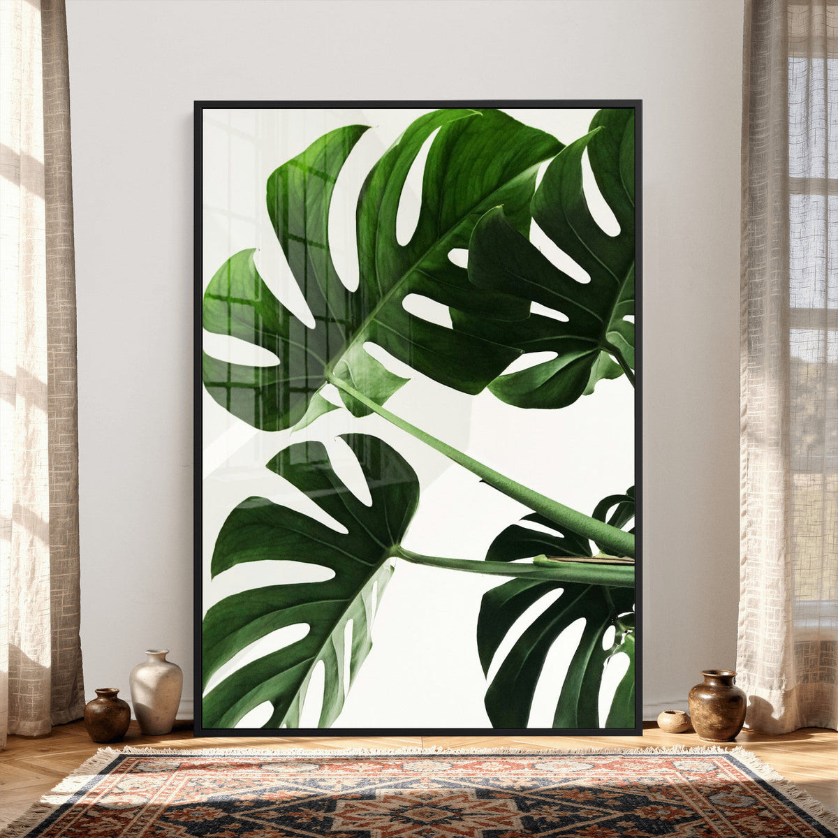 Abstract Teal Blue Wall Art Canvas Print, Modern Abstract Color Block