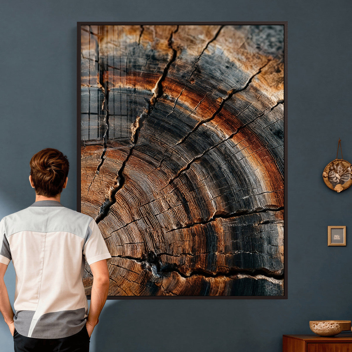 Abstract Tree Rings Wall Art Canvas Print, Wood Grain Rings Artwork