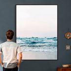 Ocean Wave Wall Art Canvas Print, Minimal Seascape