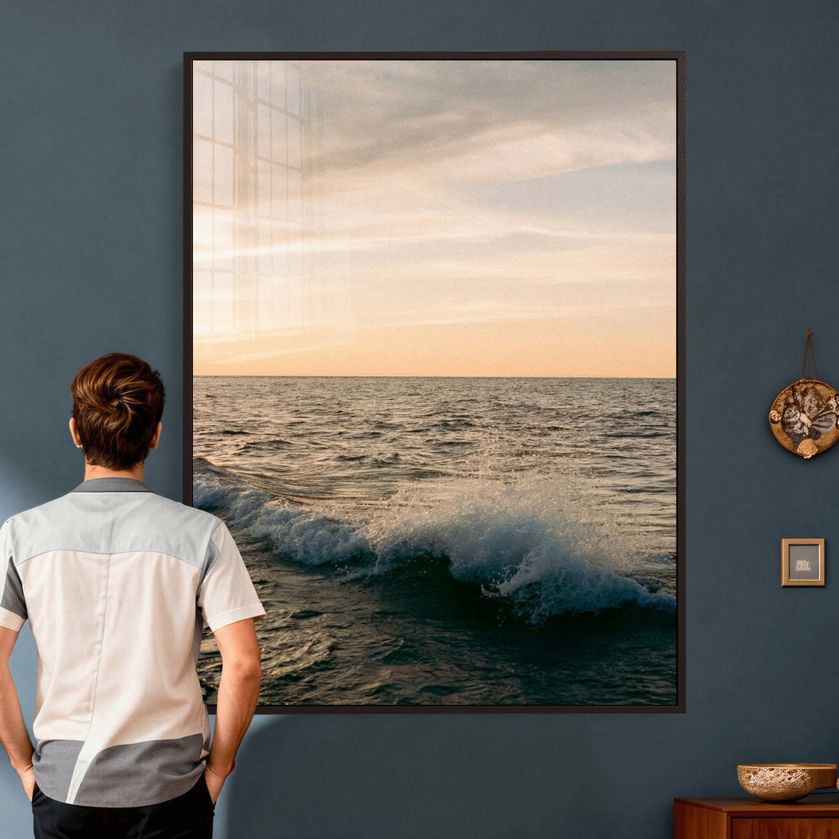 Ocean Wave Wall Art Canvas Print, Calm Coastal Nature Decor