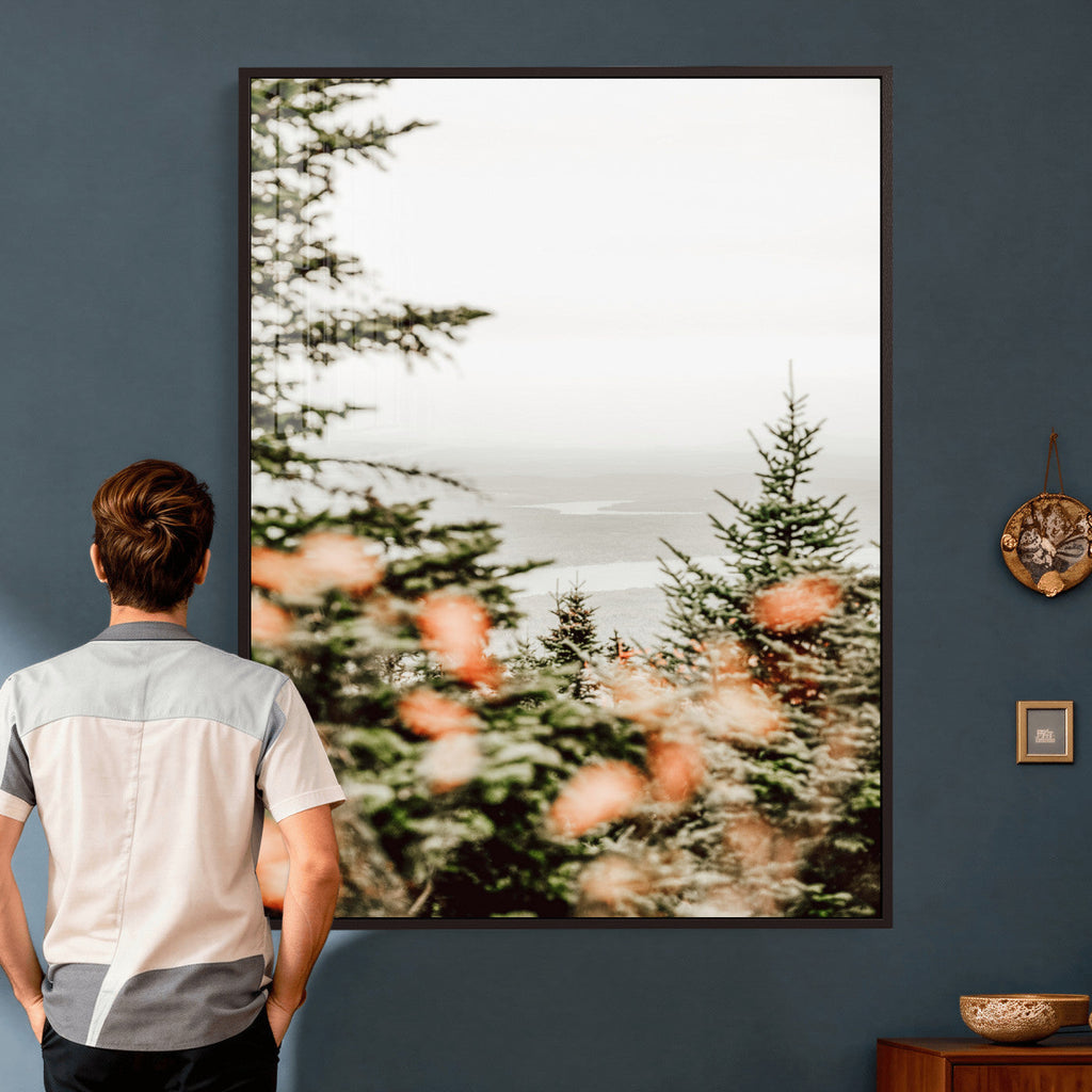 Fall Forest Wall Art Canvas Print | Soft Evergreen Woodland