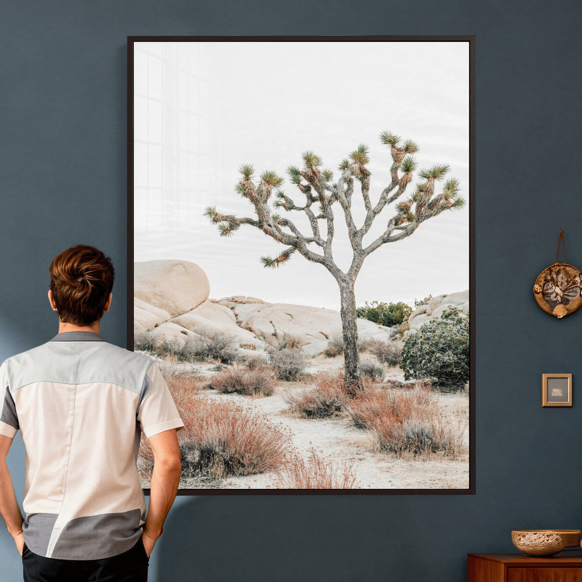 Joshua Tree Desert Wall Art Canvas Print, Minimal Southwest Landscape