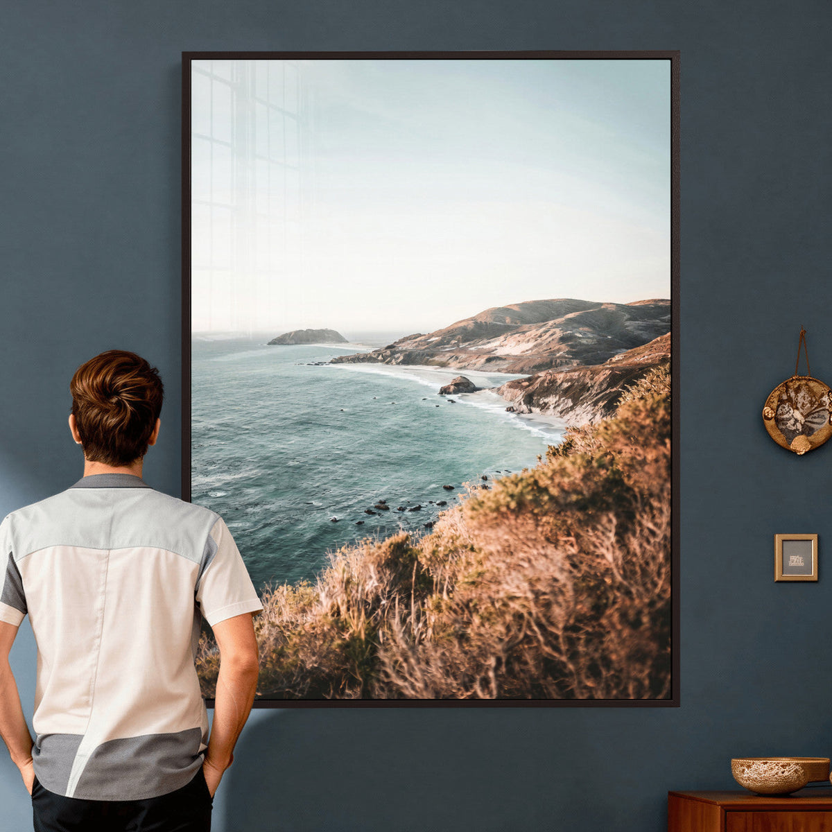 Coastal Cliffs Canvas Wall Art, Ocean Shoreline Photography