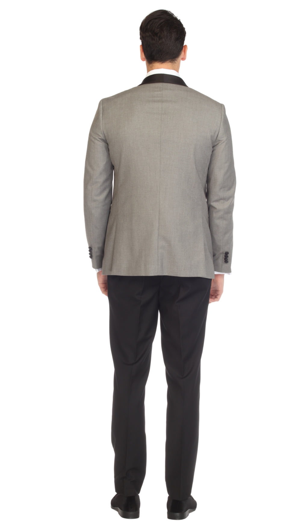 Men's Grey & Black Shawl Lapel Tuxedo – Slim Fit 2 Piece Suit | Ferrecci Reno