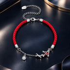 925 Sterling Silver White Gold Plated Enamel CZ Koi 16+6cm Bracelet for Women
