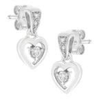 14K White Gold 1/6 Cttw Diamond Dangle Heart Stud Earrings (H-I, SI2-I1)