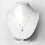 0.86 Carat Genuine Tanzanite and White Diamond 14K Yellow Gold Pendant