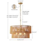Chandelier, 2 Tier Boho Wabi Sabi Pendant Light, Hanging Ceiling Lamp - Gold