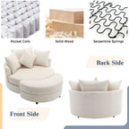 360° Swivel Accent Barrel Chair With Storage Ottoman & 4 Pillows, Modern Leisure Chair Round Accent For Living Room