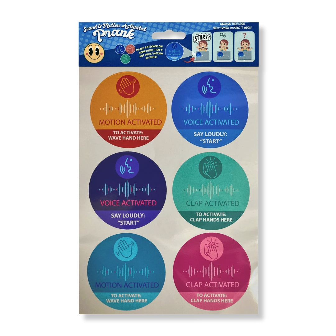 12pc Sound & Motion Activated Prank Stickers – Ultimate Gag Gift for Pranksters 🤪