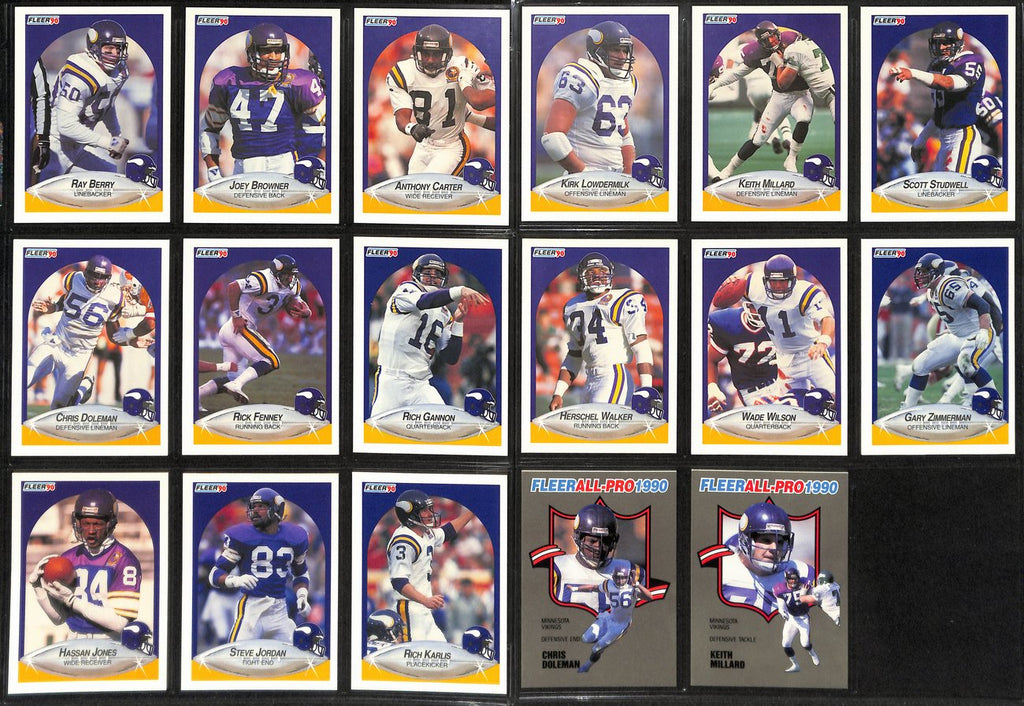 Lot of 14 Minnesota Vikings Late 80's/Early 90's Complete Team Sets 189281
