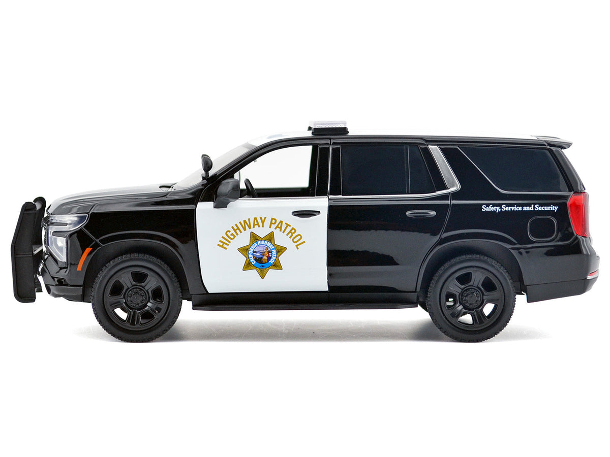2025 Chevrolet Tahoe Police Pursuit Vehicle "California Highway Patrol" Black and White "Law Enforcement and Public Service" Series 1/24 Diecast Model Car by Motormax