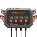 4-Bank Smart Battery Charger, 8A Total, 2A per Bank, for 6V/12V LiFePO4 and Lead-Acid AGM/Gel/SLA Batteries up to 40Ah, Automatic Charger Maintainer, for Motorcycle, ATV and Lawn Mower