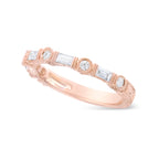 14K Rose Gold 3/8 Cttw Baguette and Round Diamond Bridal Band - (H-I Color, VS1-VS2 Clarity) - Size 6.75
