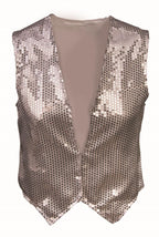 Silver Sequin Vest Adult Dazzle Dapper Accessory 1980s Up to Size 42
