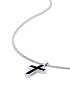 Stone Cross Pendant - Sterling Silver Set