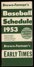 Brown-Forman's 1953 Baseball Major/Minor League 3x6 Pocket Schedule