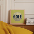 Retro Golf Ball Art Print Lemon Yellow