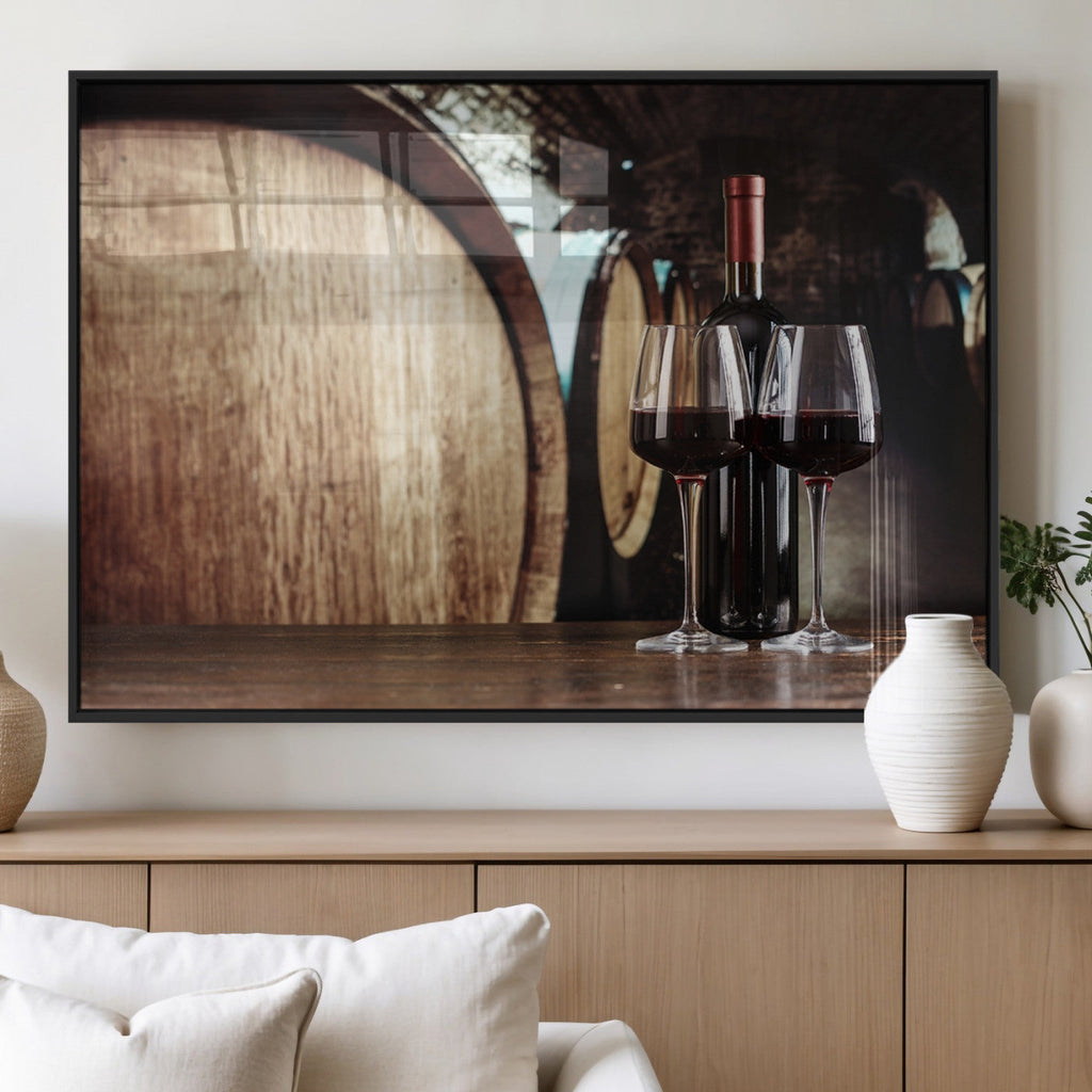 Wine and Barrel Wall Art Canvas Print