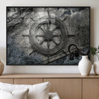 Ship Steering Wheel Vintage Wall Art Canvas Print