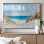Serene Coastal Dune Path with Ocean View, 3-Panel Beach Canvas Wall Art