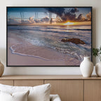 Sea Ocean Sunset Beach Wall Art Canvas Print