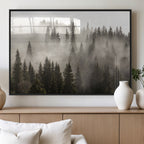 Foggy Mountain Wall Art | 3-Panel Foggy Forest and Mountain Landscape Canvas Print