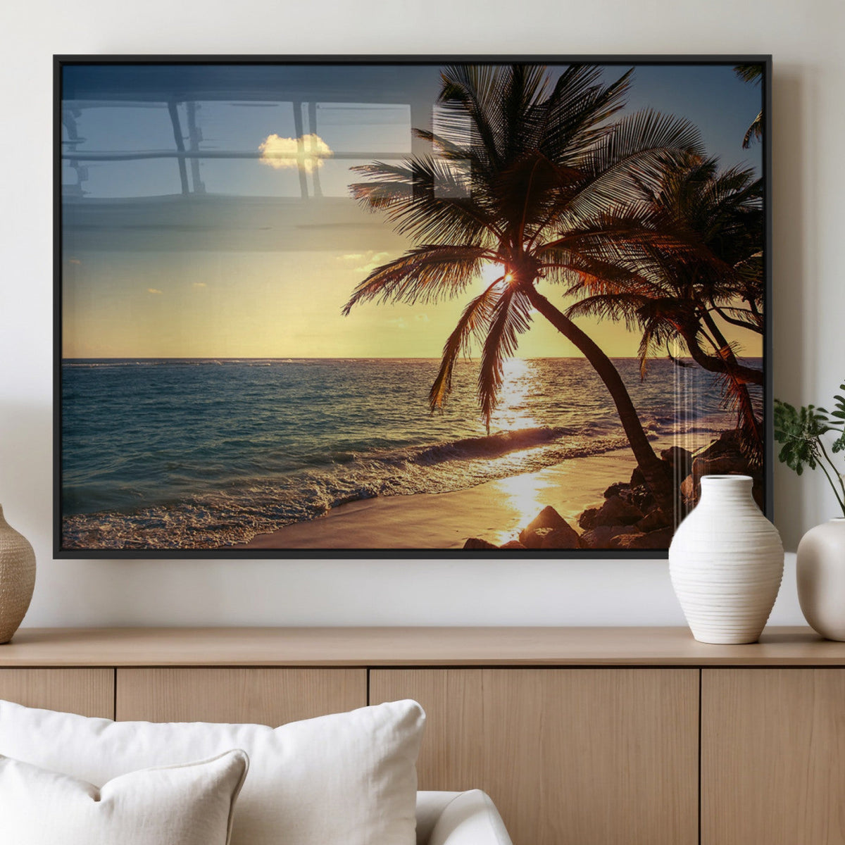 Sunset Palm Trees Wall Art Canvas Print