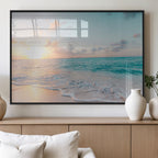Tranquil Ocean Beach Sunset Canvas Wall Art | 3-Panel Coastal Decor